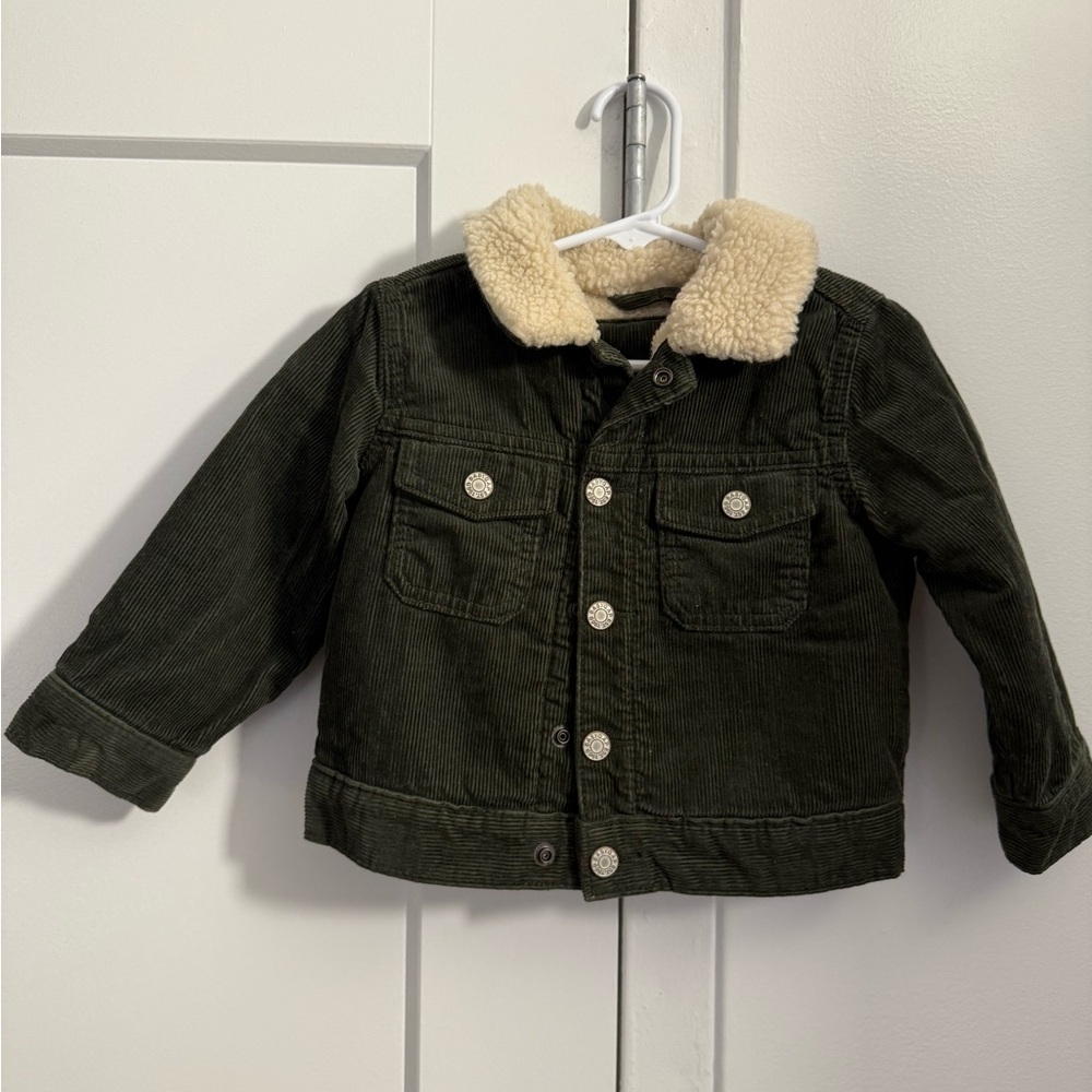 FLASH SALE! GAP Green Corduroy Jean Jacket with Sherpa Collar